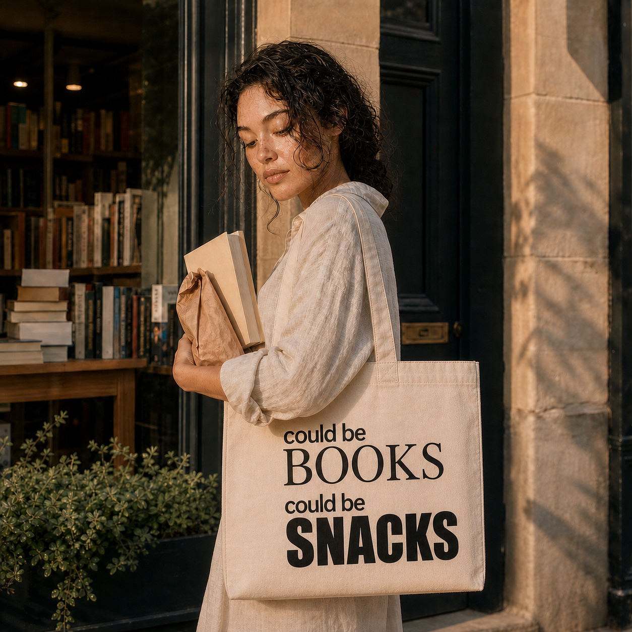 Could Be Books Could Be Snacks 12oz Heavyweight Cotton Tote Bag