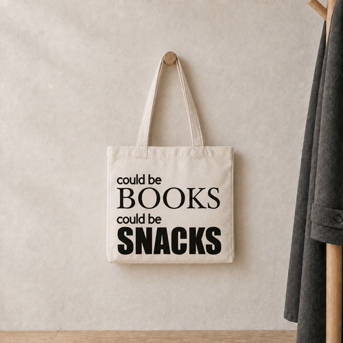 Could Be Books Could Be Snacks 12oz Heavyweight Cotton Tote Bag