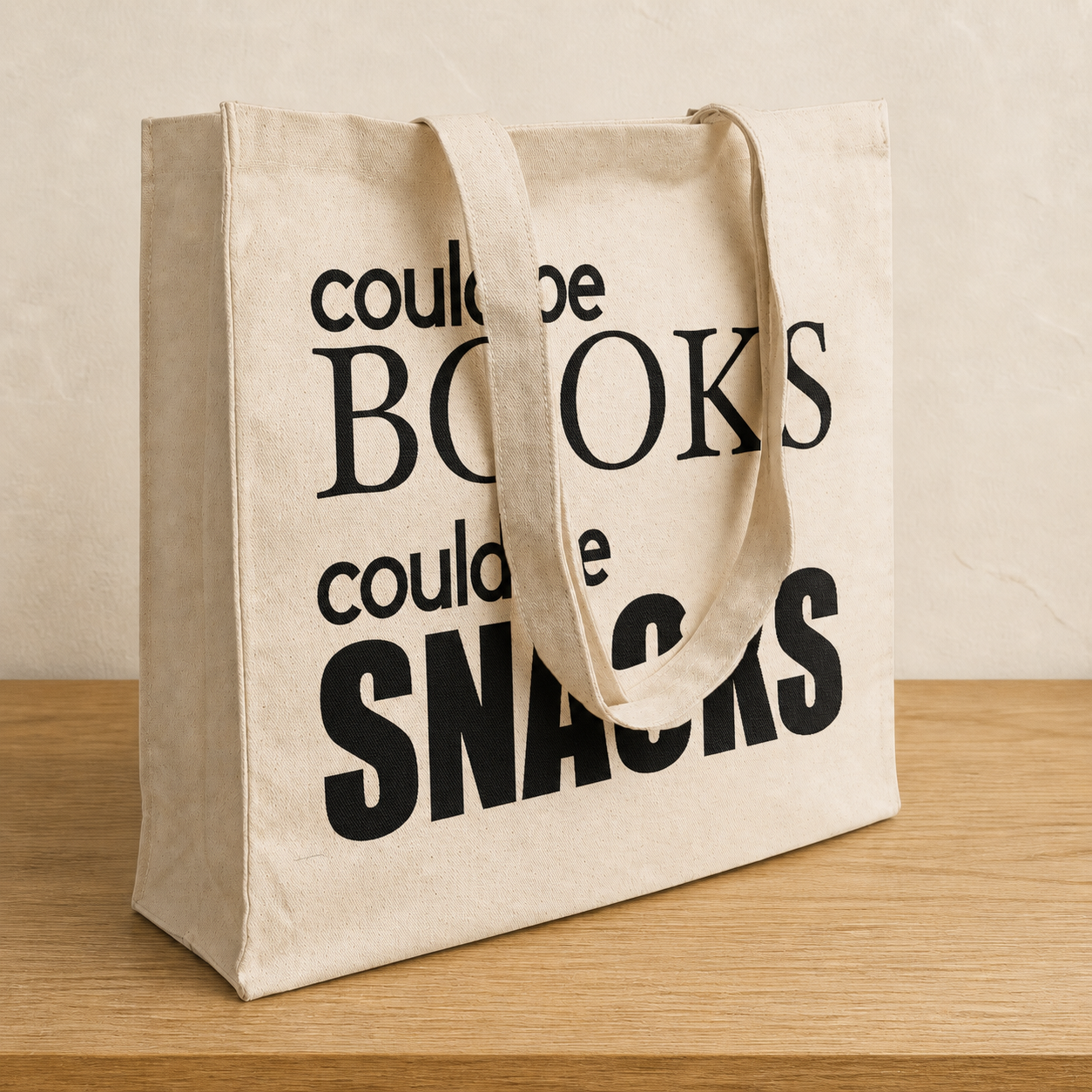 Could Be Books Could Be Snacks 12oz Heavyweight Cotton Tote Bag