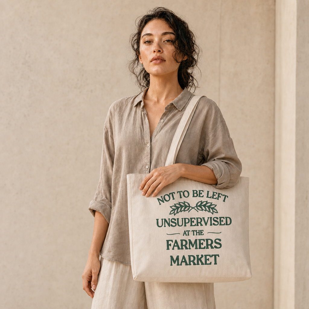 Farmers Market 12oz Heavyweight Natural Cotton Tote Bag