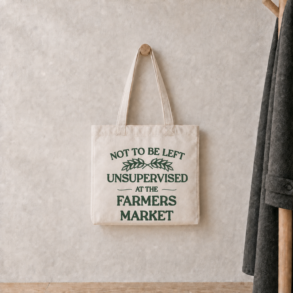 Farmers Market 12oz Heavyweight Natural Cotton Tote Bag