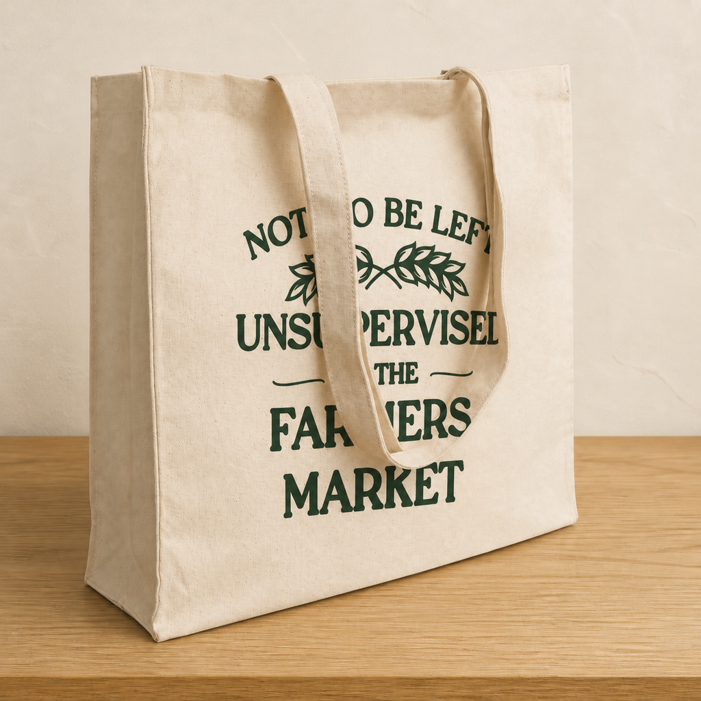 Farmers Market 12oz Heavyweight Natural Cotton Tote Bag