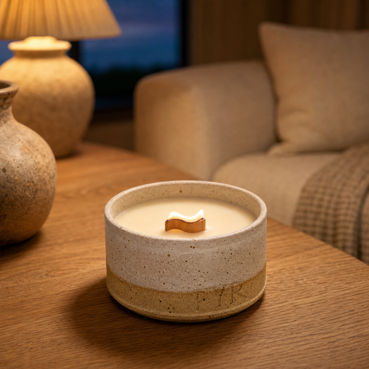 Morning Light at Bamburgh Castle - Handmade Ceramic Soy Wax Essential Oil Candle