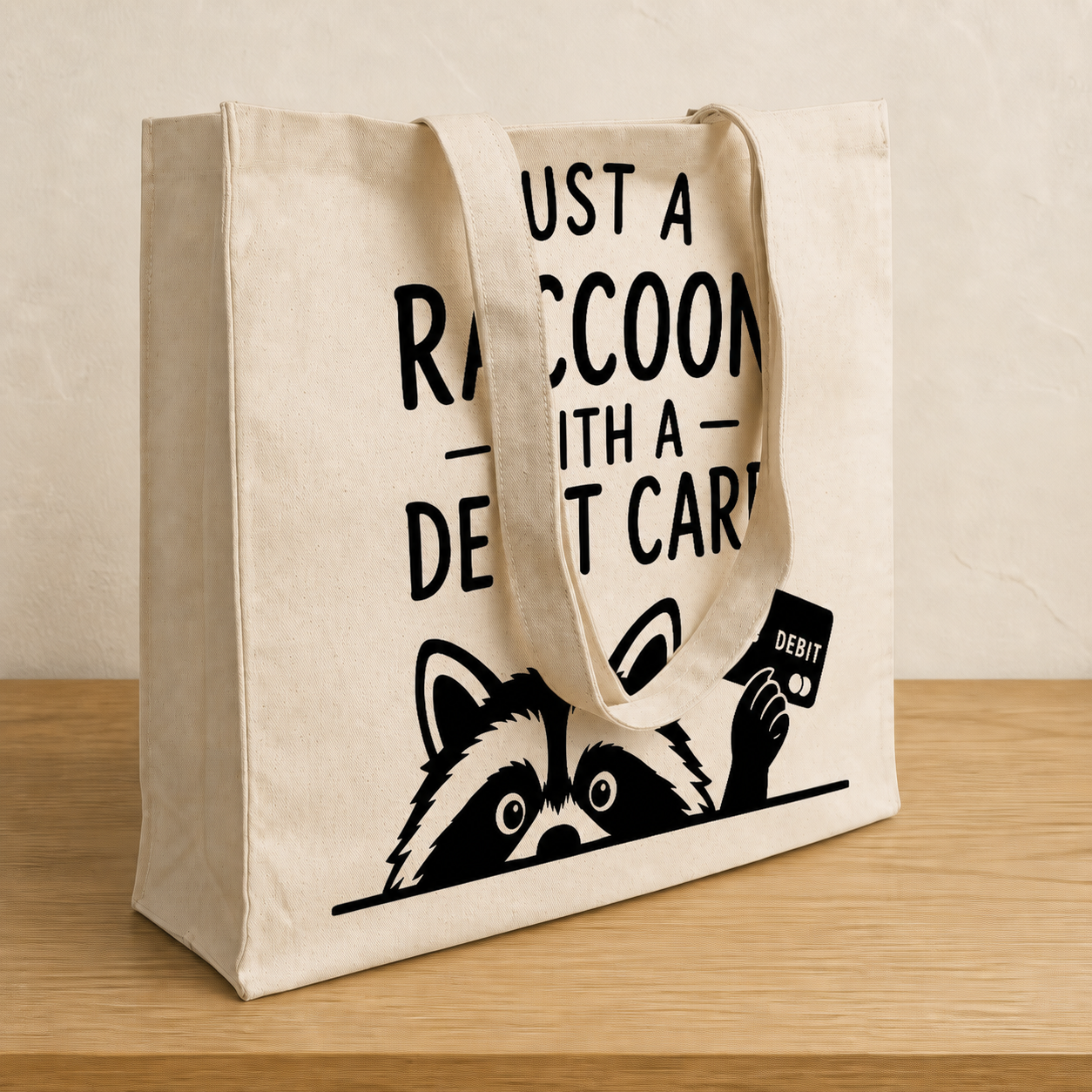 Just a Raccoon With a Debit Card 12oz Heavyweight Cotton Tote Bag